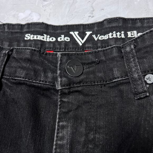 Studio de Vestiti Eleganti Moto Jeans SIZE 38 x 32 Black Denim RUNS SMALL - Picture 6 of 15